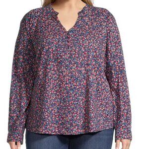 St. John's Bay Plus Womens Henley Neck Long Sleeve Blouse Size 1X